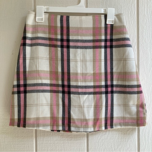 Blue Rain Medium Plaid Pink and Cream Women's Skirt - Picture 1 of 6